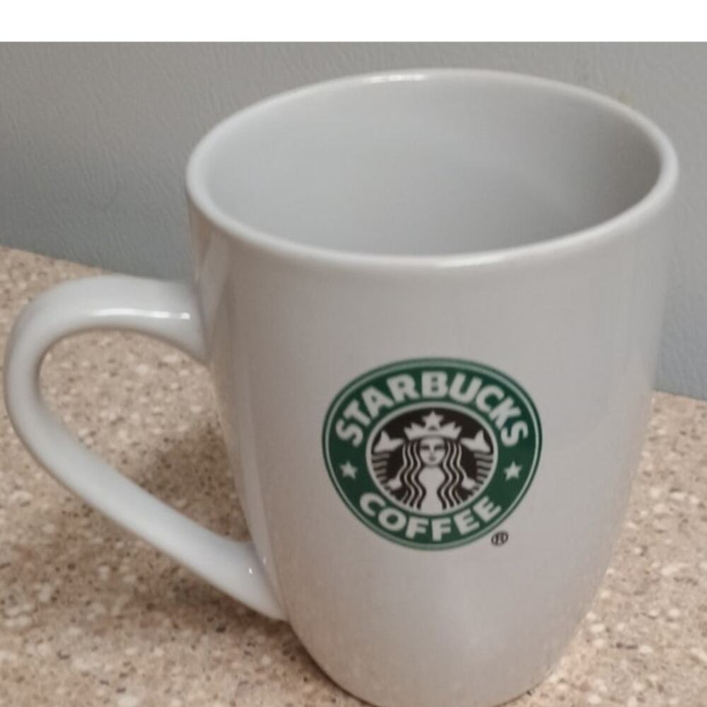 Starbucks 2007 Coffee Cup/ Mug White with Green Mermaid Logo - 12.4 oz